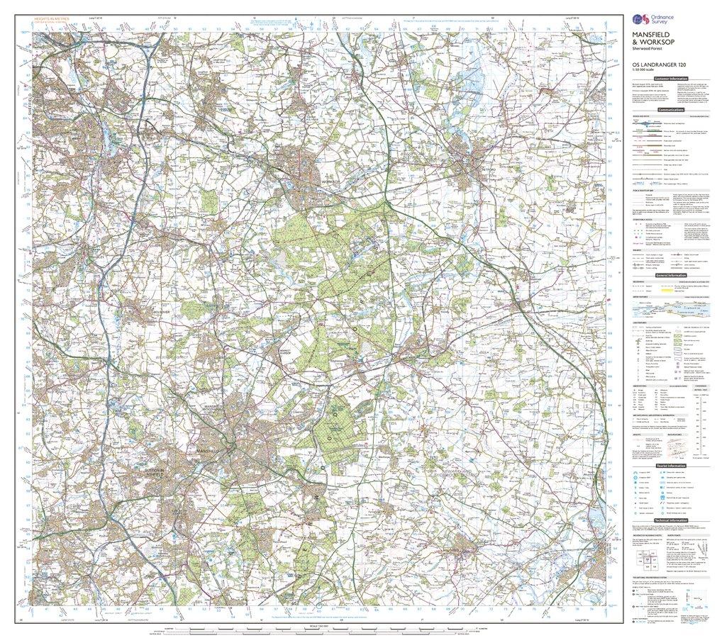 Landranger 120 Mansfield & Worksop, Sherwood Forest Map With Digital Version