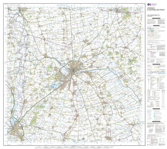 OS Landranger 121 Lincoln & Newark-on-Trent Map