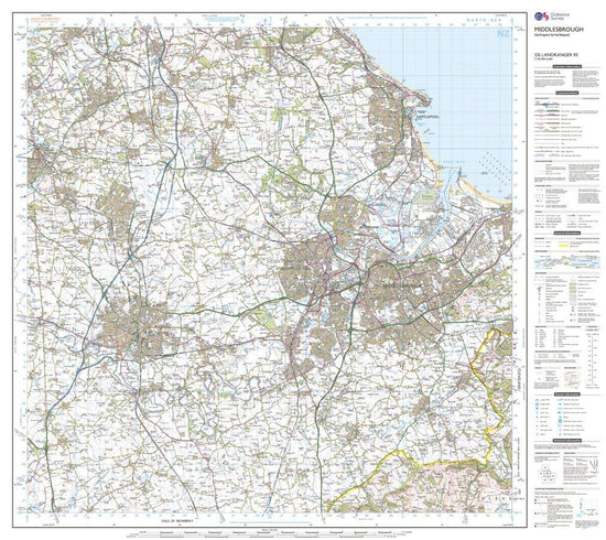Landranger Active 93 Middlesbrough, Darlington & Hartlepool Map With Digital Version