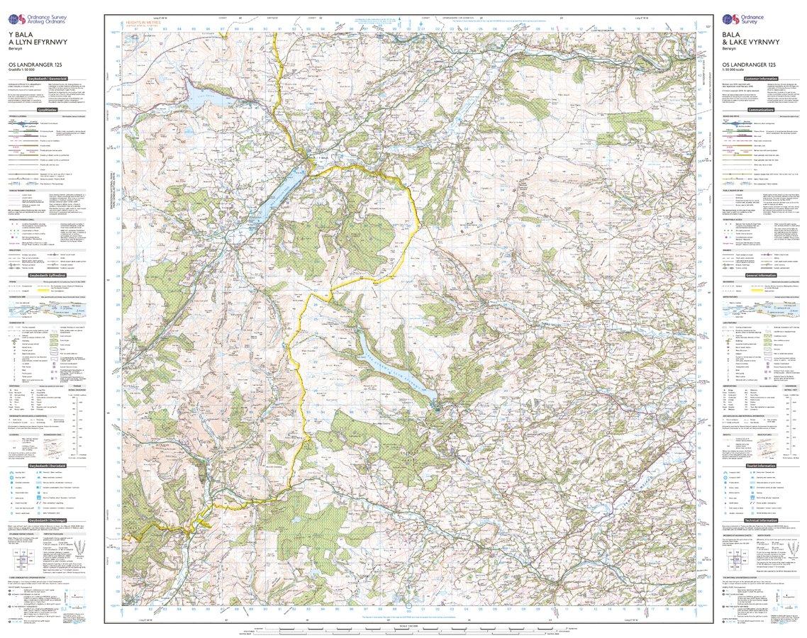 Landranger 125 Bala & Lake Vyrnwy, Berwyn Map With Digital Version