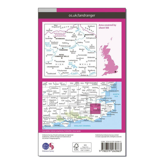 OS Landranger 188 Maidstone & Royal Tunbridge Wells Map