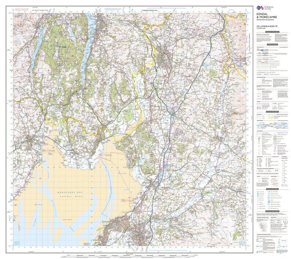 Landranger Active 97 Kendal, Morecambe, Windermere & Lancaster Map With Digital Version