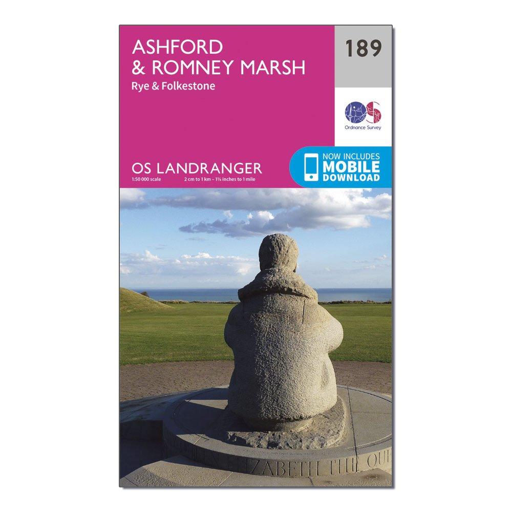 OS Landranger 189 Ashford & Romney Marsh, Rye & Folkestone Map