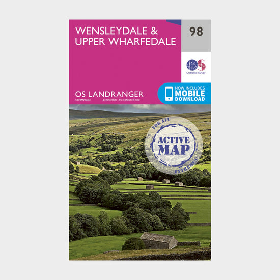 Landranger Active 98 Wensleydale & Upper Wharfedale Map With Digital Version