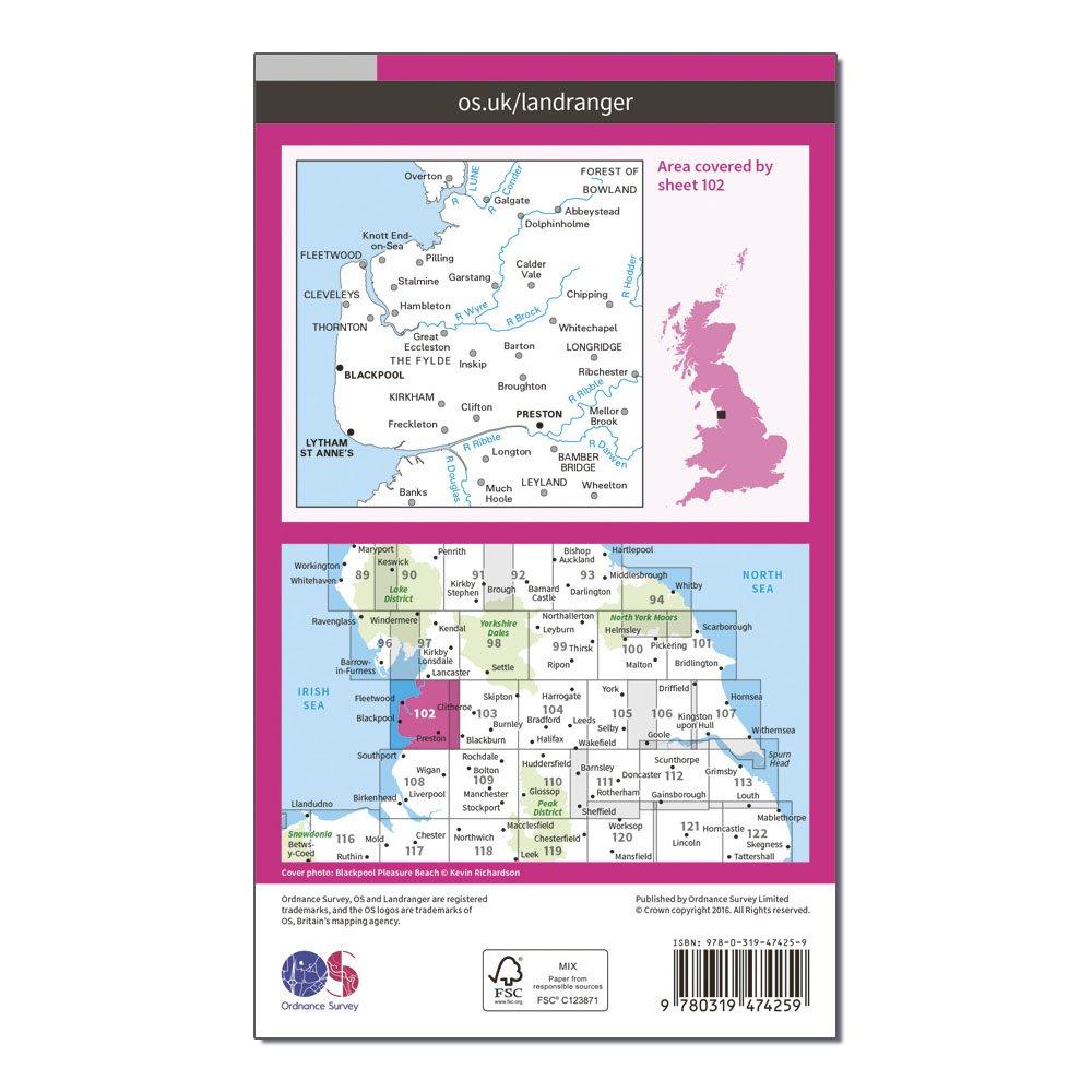 Landranger Active 102 Preston & Blackpool, Lytham Map With Digital Version