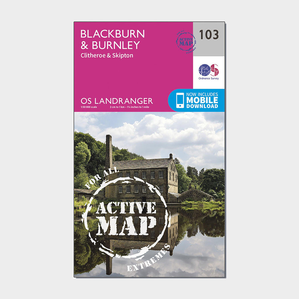 Landranger Active 103 Blackburn & Burnley, Clitheroe & Skipton Map With Digital Version