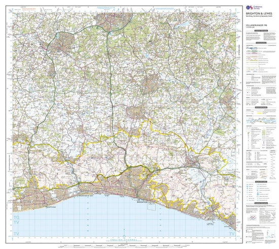 Landranger 198 Brighton & Lewes, Haywards Heath Map With Digital Version