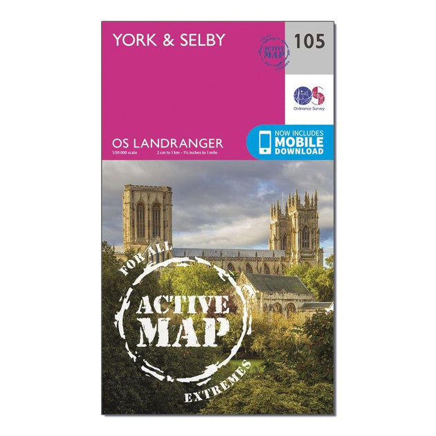Ordnance Survey Landranger Active 105 York & Selby Map With Digital ...