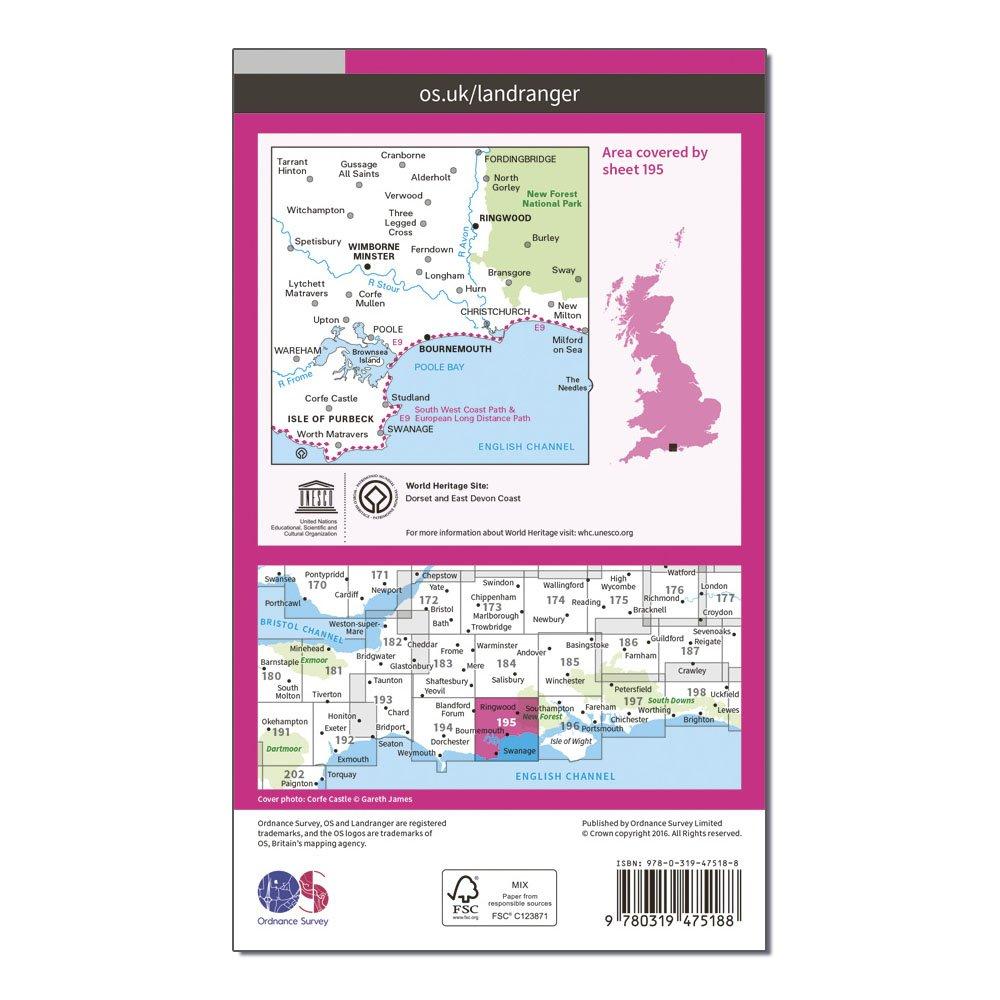 Landranger Active 195 Bournemouth & Purbeck, Wimborne Minster & Ringwood Map With Digital Version