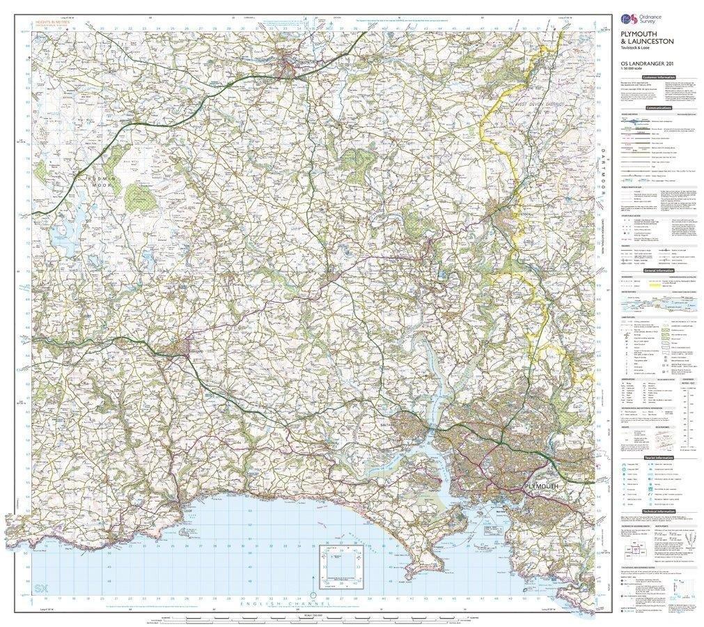 Landranger 201 Plymouth & Launceston, Tavistock & Looe Map With Digital Version