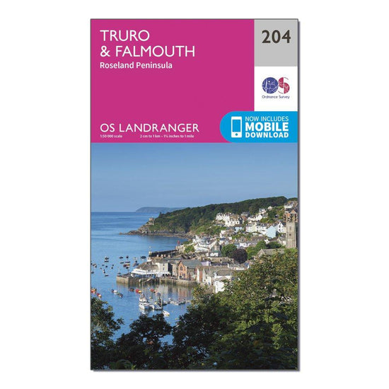 OS Landranger 204 Truro & Falmouth, Roseland Peninsula Map