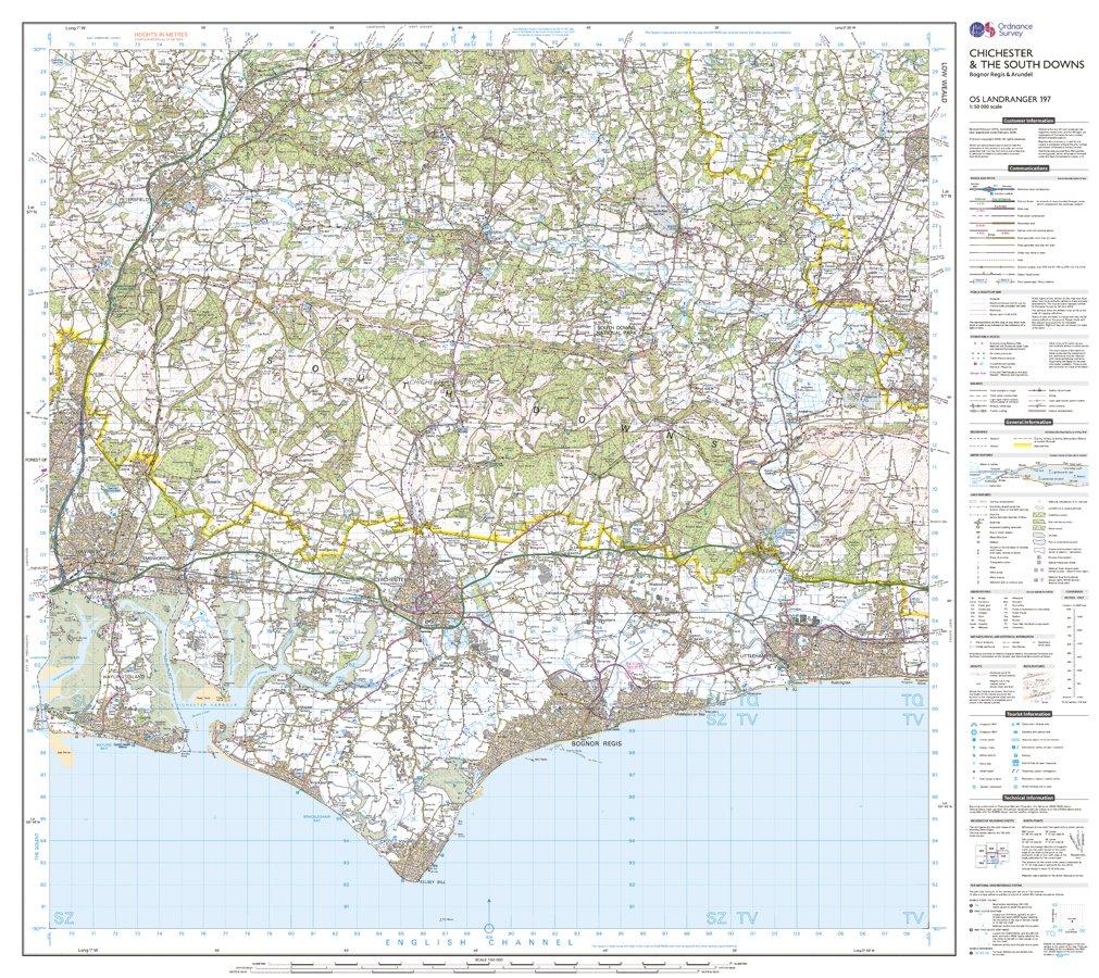 Landranger Active 197 Chichester & The South Downs Map With Digital Version