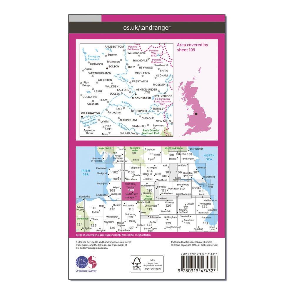 Landranger Active 109 Manchester, Bolton & Warrington Map With Digital Version