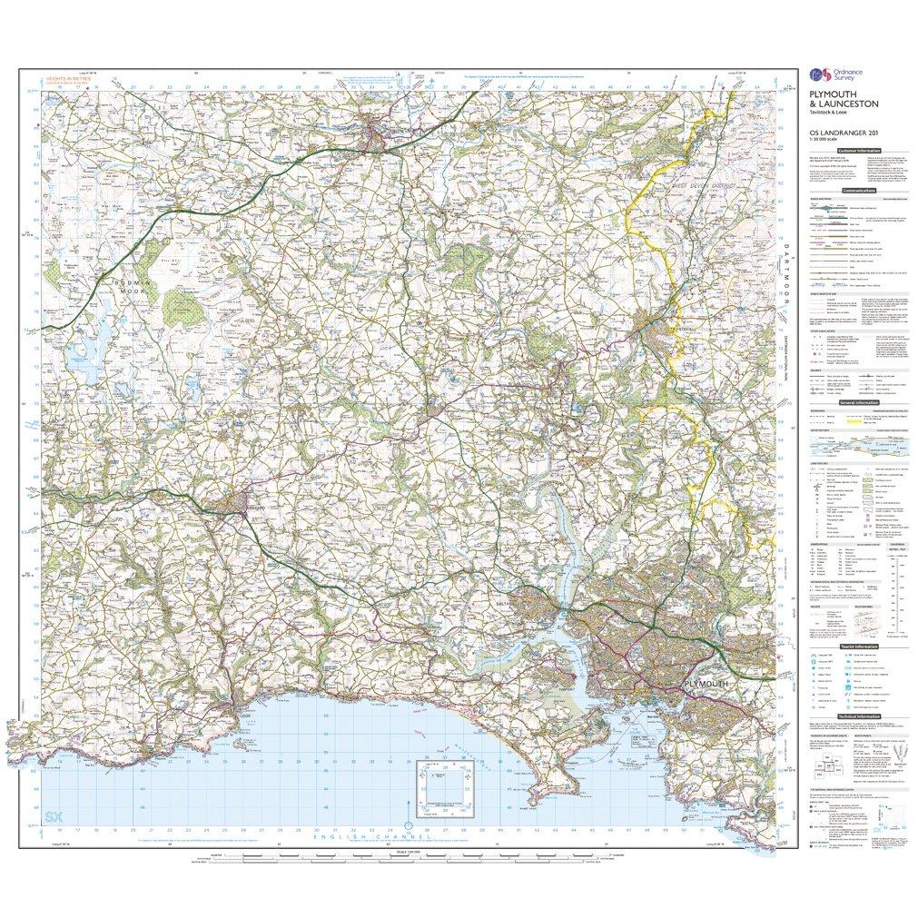Landranger Active 201 Plymouth, Launceston, Tavistock & looe Map With Digital Version