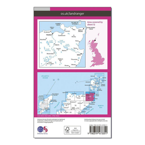 Landranger Active 12 Thurso & Wick, John O'Groats Map With Digital Version