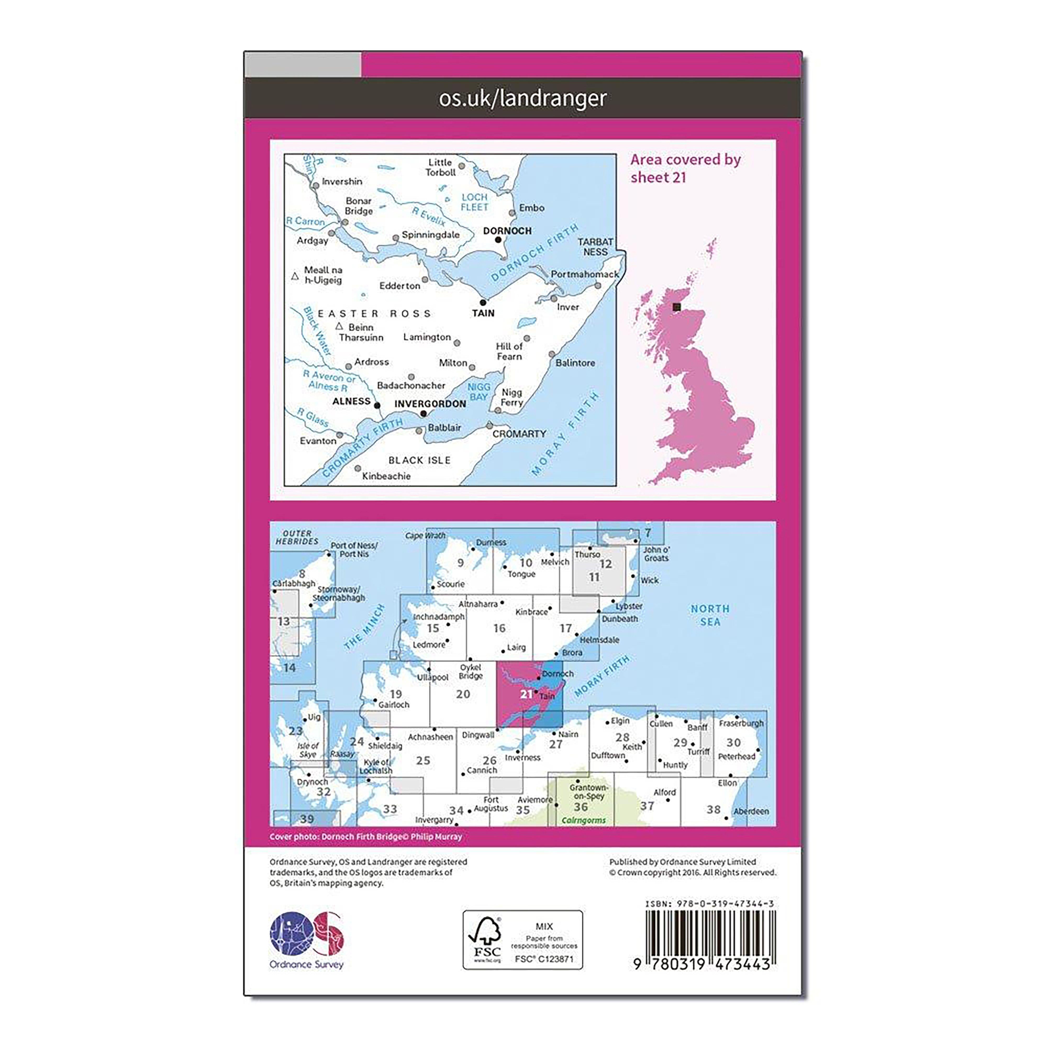 Landranger Active 21 Dornoch & Alness, Invergordon & Tain Map With Digital Version