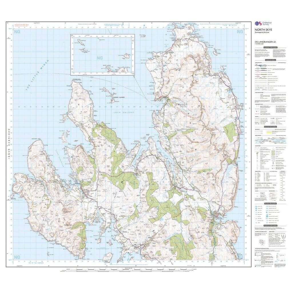 Landranger Active 23 North Skye, Dunvegan & Portree Map With Digital Version