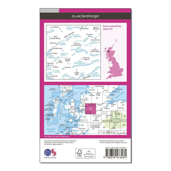 Landranger Active 25 Glen Carron & Glen Affric Map With Digital Version