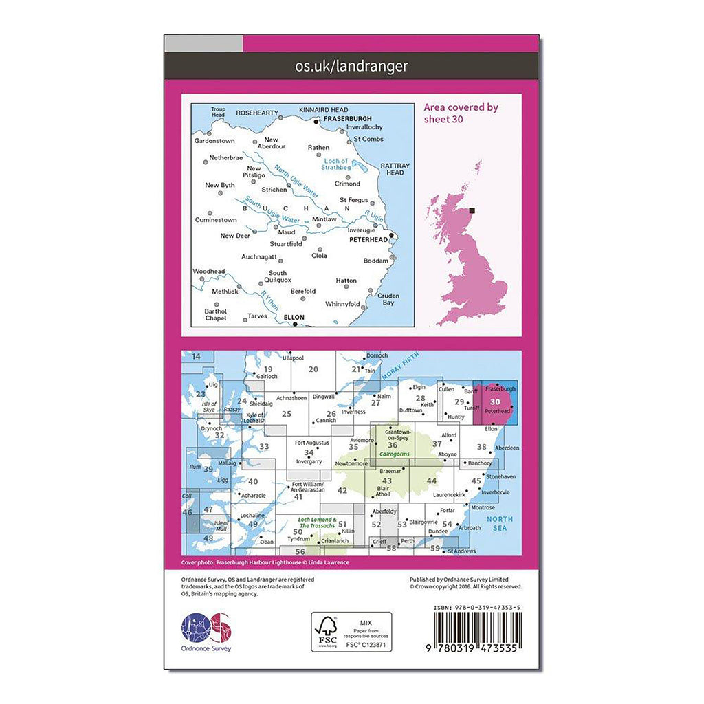 Landranger Active 30 Fraserburgh, Peterhead & Ellon Map With Digital Version