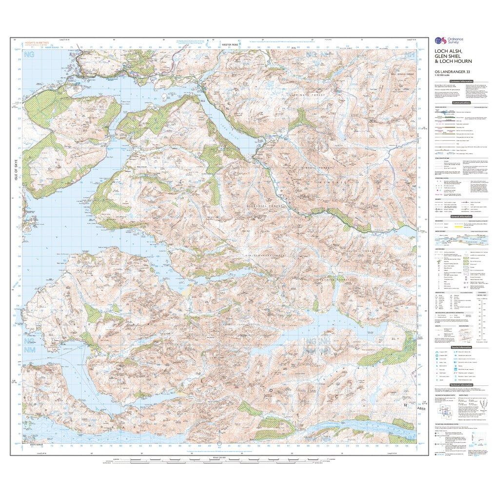Landranger Active 33 Loch Alsh, Glen Shiel & Loch Hourn Map With Digital Version