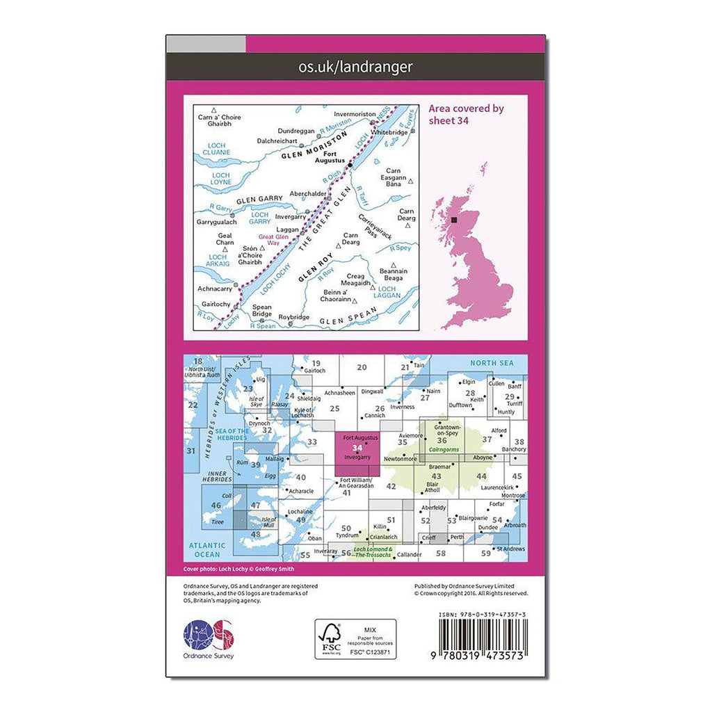 Landranger Active 34 Fort Augustus, Glen Roy & Glen Moriston Map With Digital Version