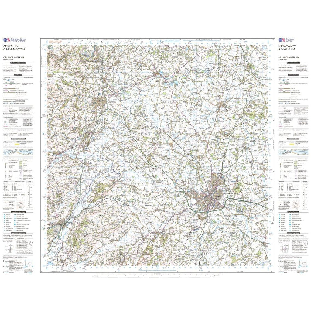 Landranger Active 126 Shrewsbury & Oswestry Map With Digital Version