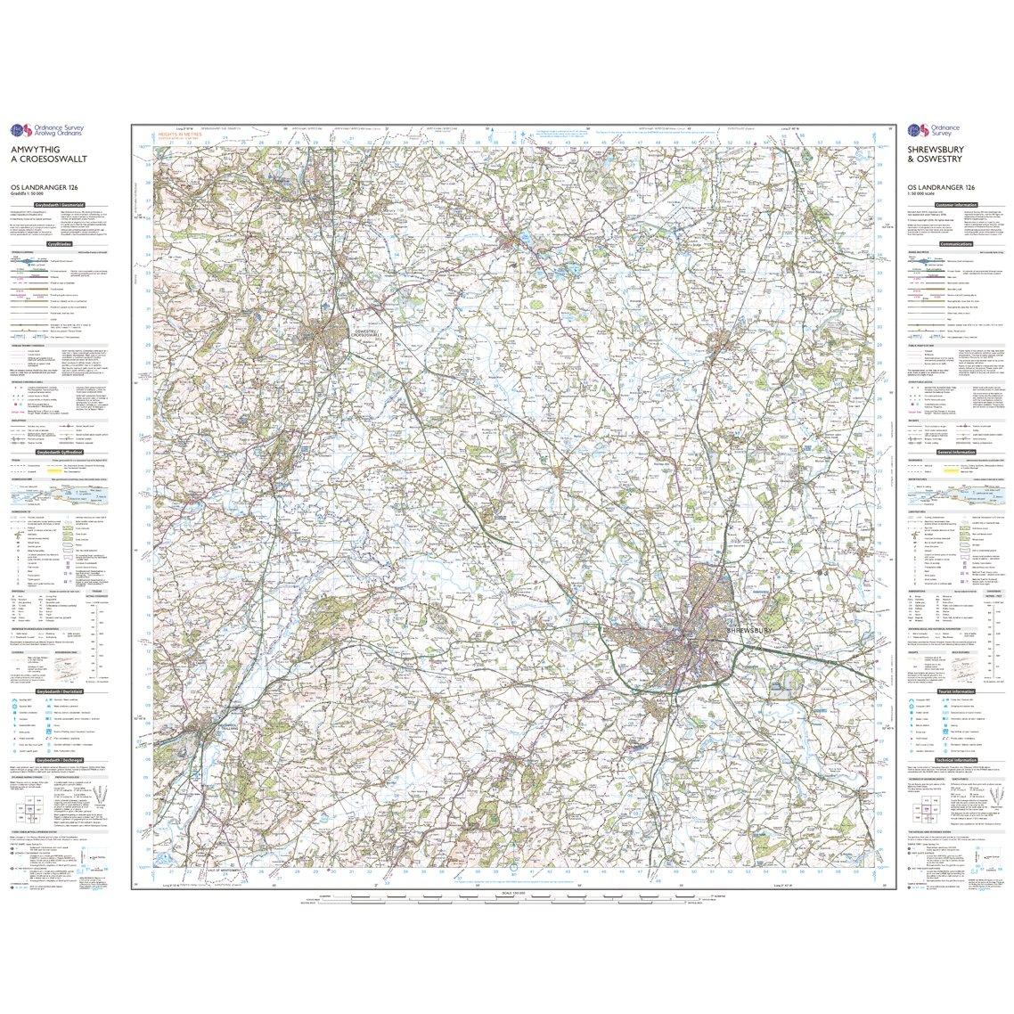 Landranger Active 126 Shrewsbury & Oswestry Map With Digital Version