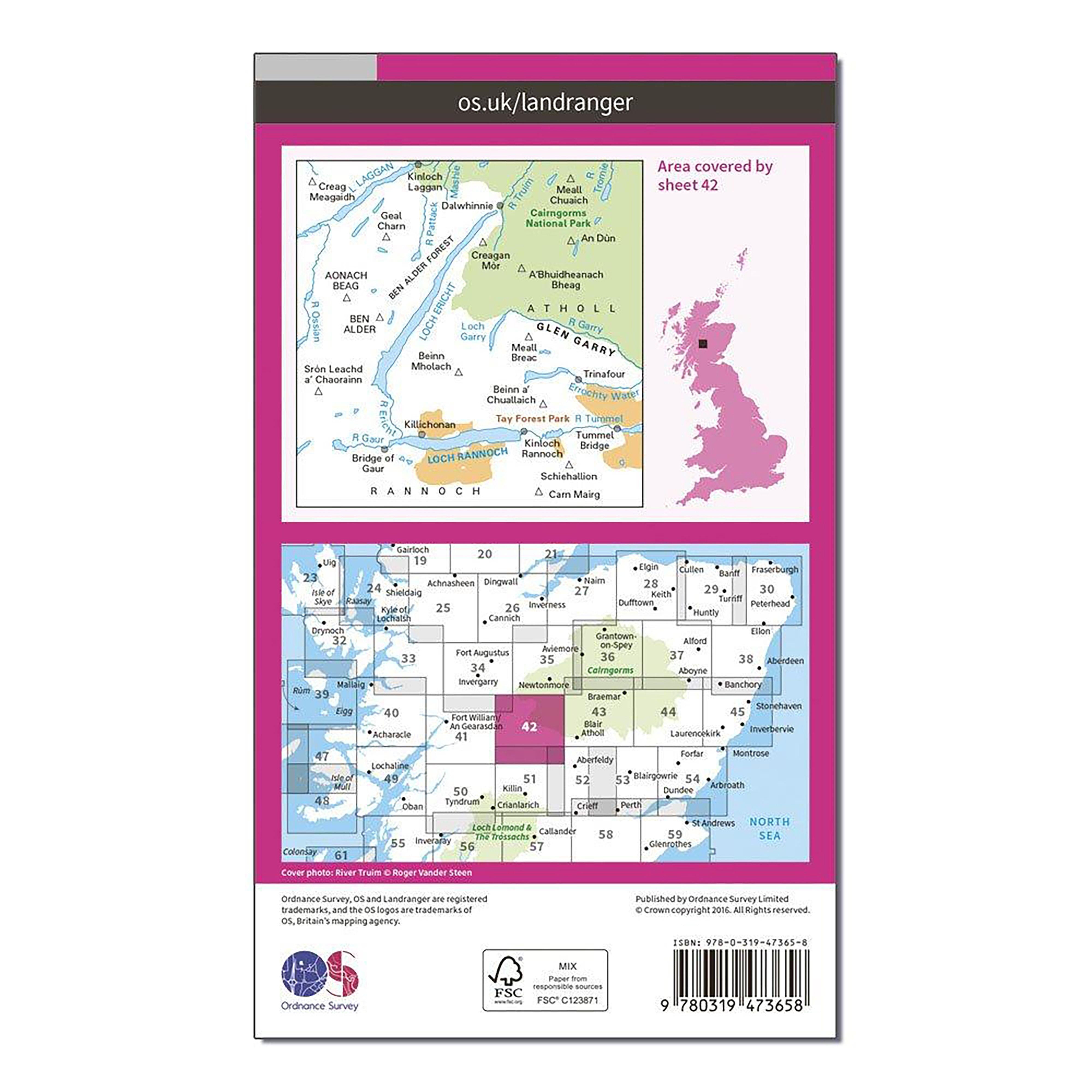 Landranger Active 42 Glen Garry & Loch Rannoch Map With Digital Version