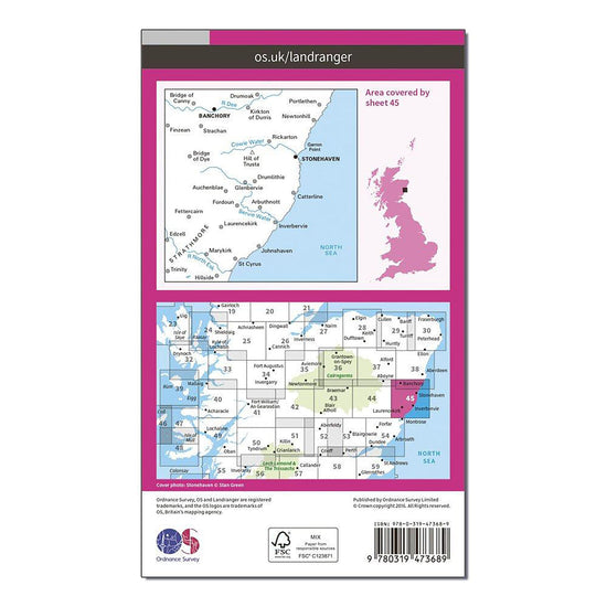 Landranger Active 45 Stonehaven & Banchory Map With Digital Version