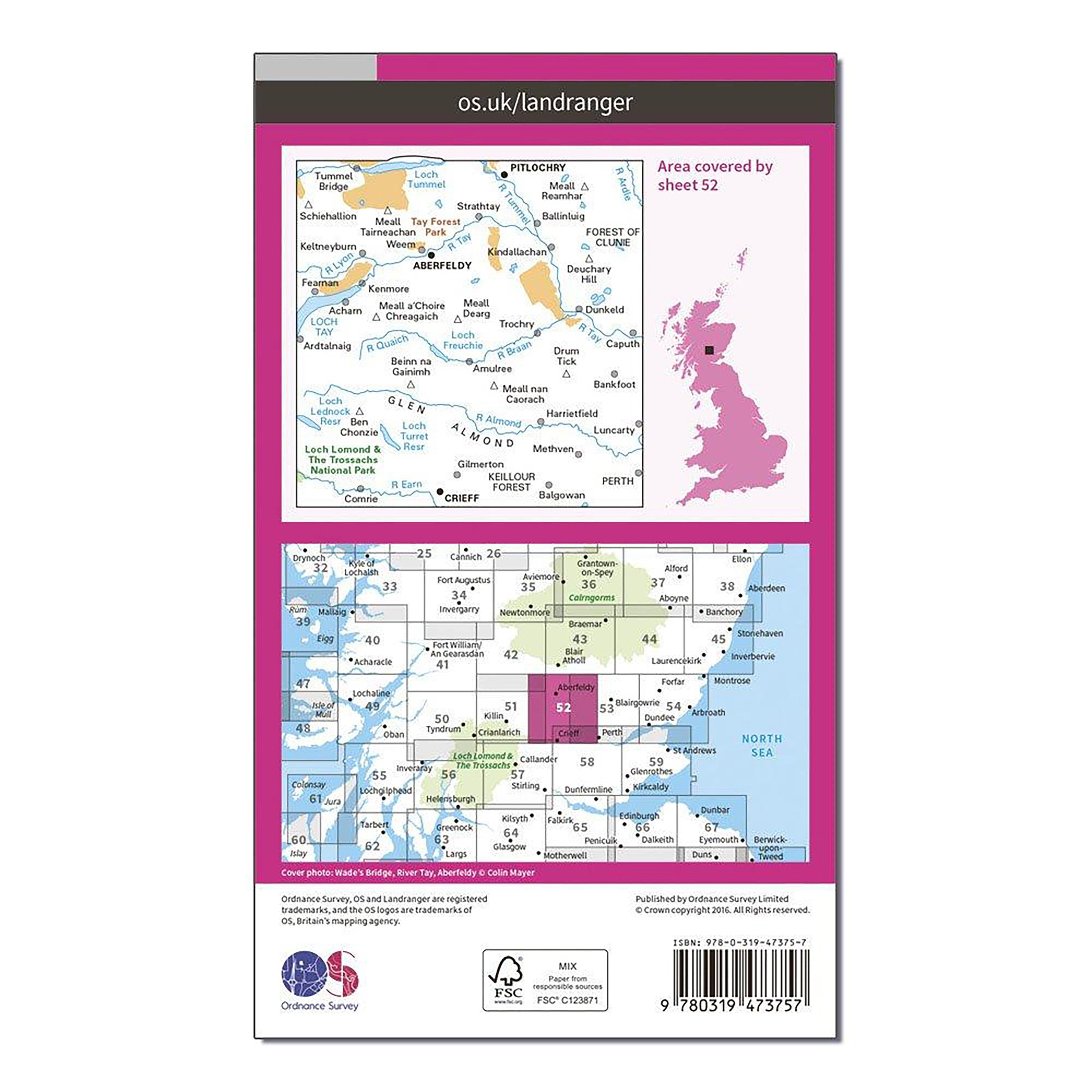 Landranger Active 52 Pitlochry & Crieff Map With Digital Version