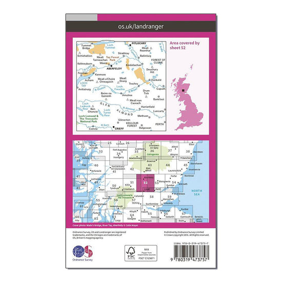 Landranger Active 52 Pitlochry & Crieff Map With Digital Version