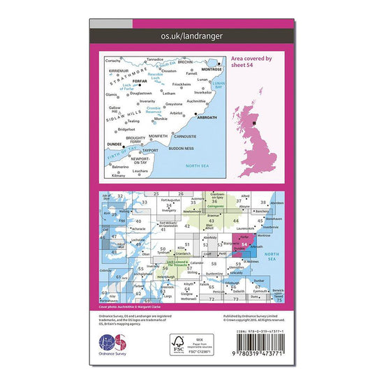 Landranger Active 54 Dundee & Montrose, Forfar & Arbroath Map With Digital Version