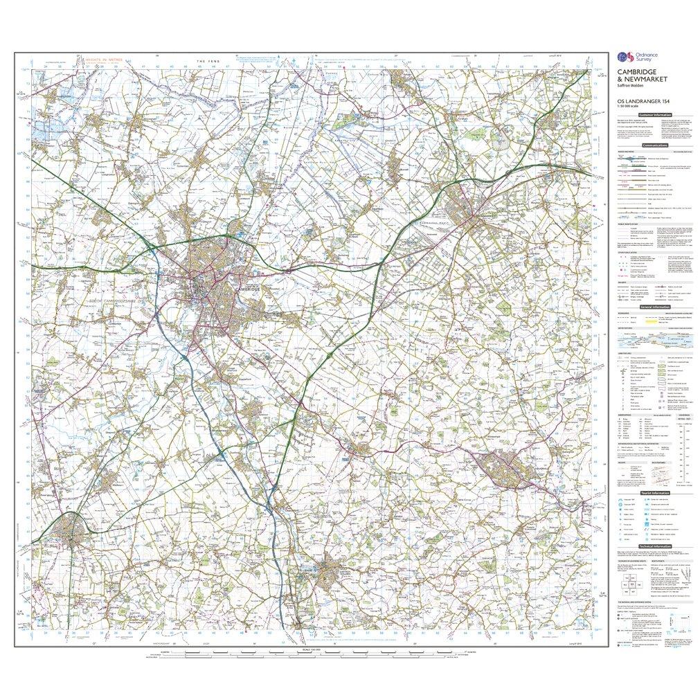 Landranger 154 Cambridge & Newmarket, Saffron Walden Map  With Digital Version