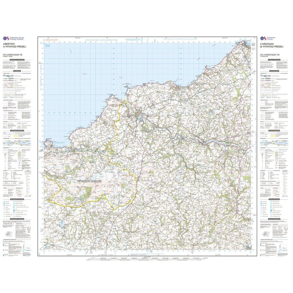 Landranger Active 145 Cardigan & Mynydd Preseli Map With Digital Version