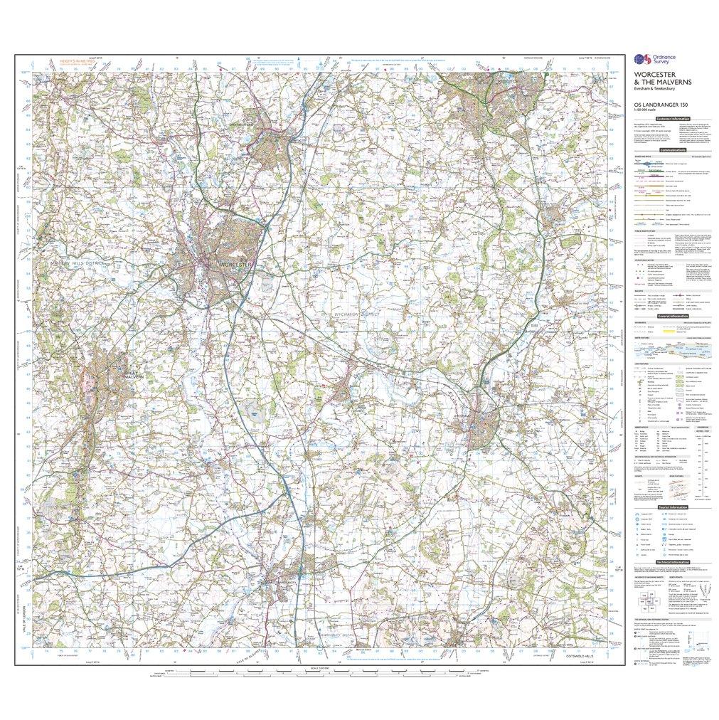 Landranger Active 150 Worcester & The Malverns, Evesham & Tewkesbury Map With Digital Version