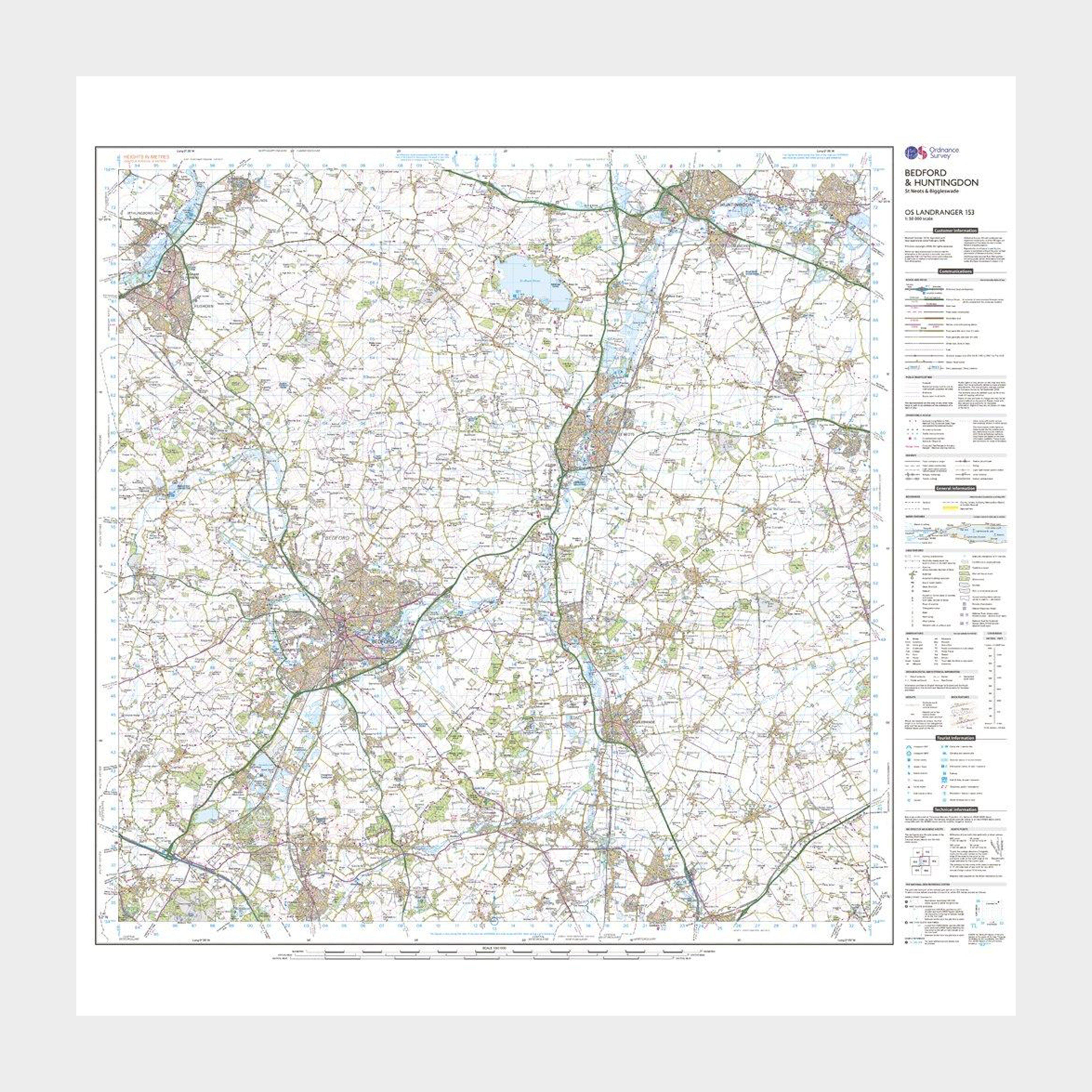 Landranger Active 153 Bedford, Huntingdon, St. Neots & Biggleswade Map With Digital Version