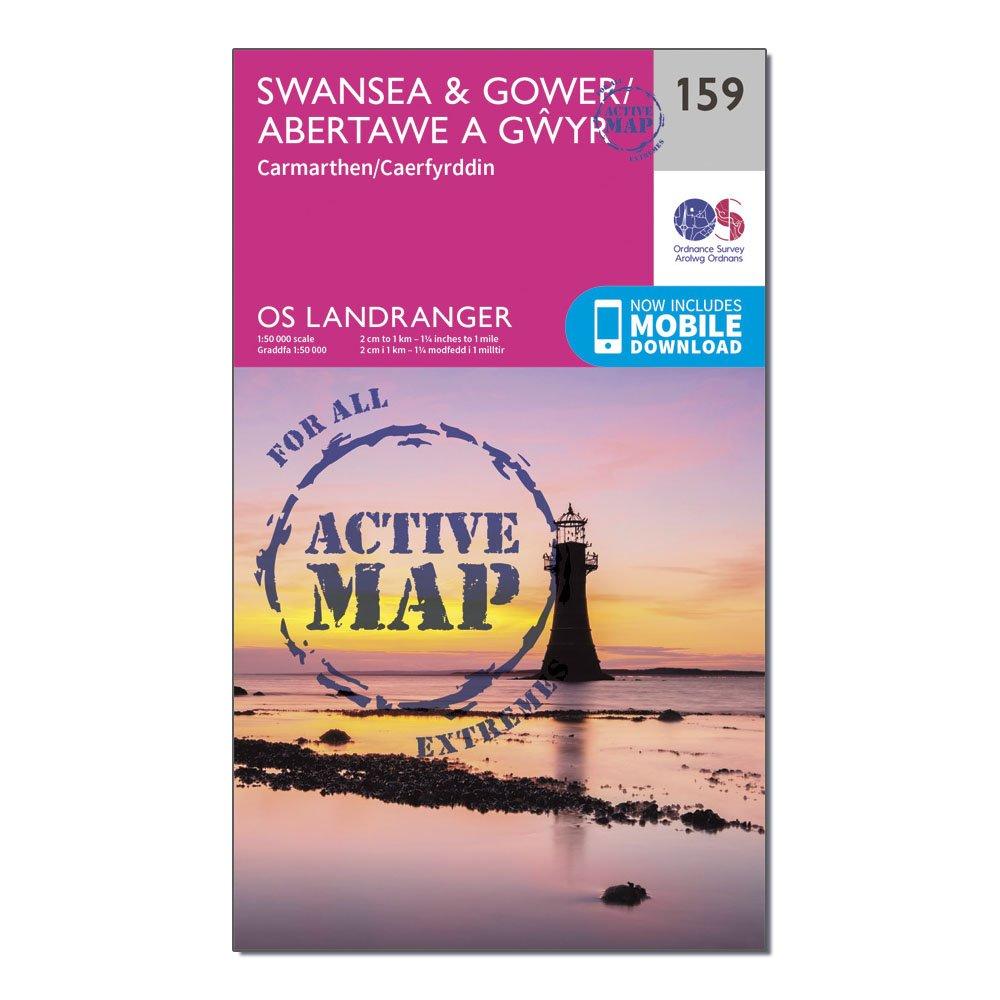 Landranger Active 159 Swansea & Gower, Carmarthen Map With Digital Version