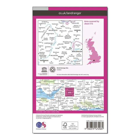 Landranger Active 173 Swindon, Devizes, Marlborough & Trowbridge Map With Digital Version