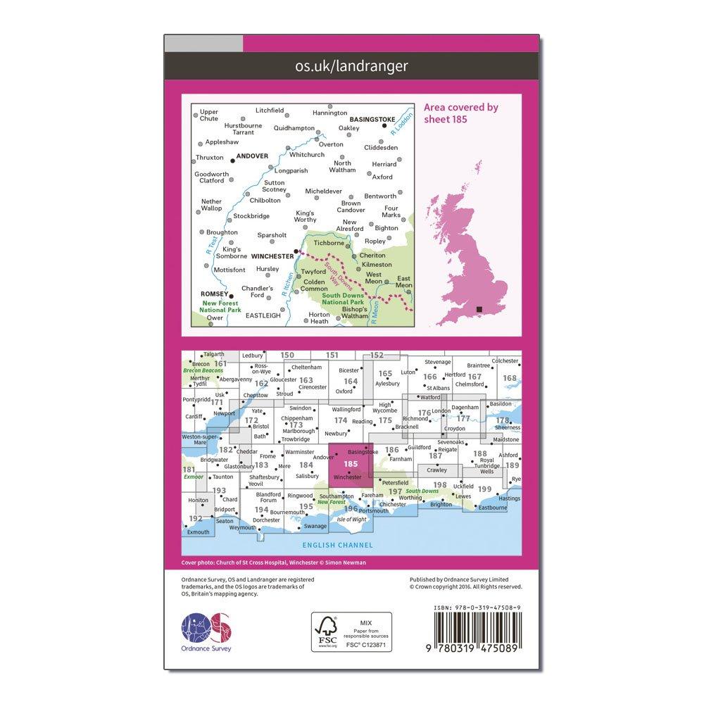 Landranger Active 185 Winchester & Basingstoke, Andover & Romsey Map With Digital Version