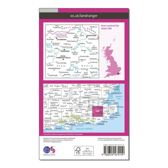 Landranger Active 188 Maidstone & Royal Tunbridge Wells Map With Digital Version