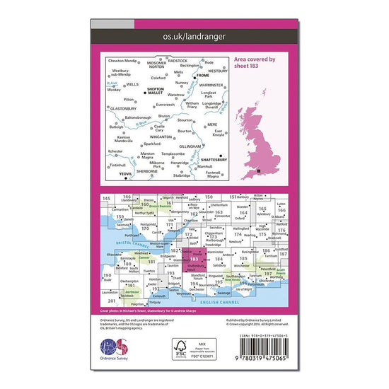 Landranger Active 183 Yeovil & Frome Map With Digital Version