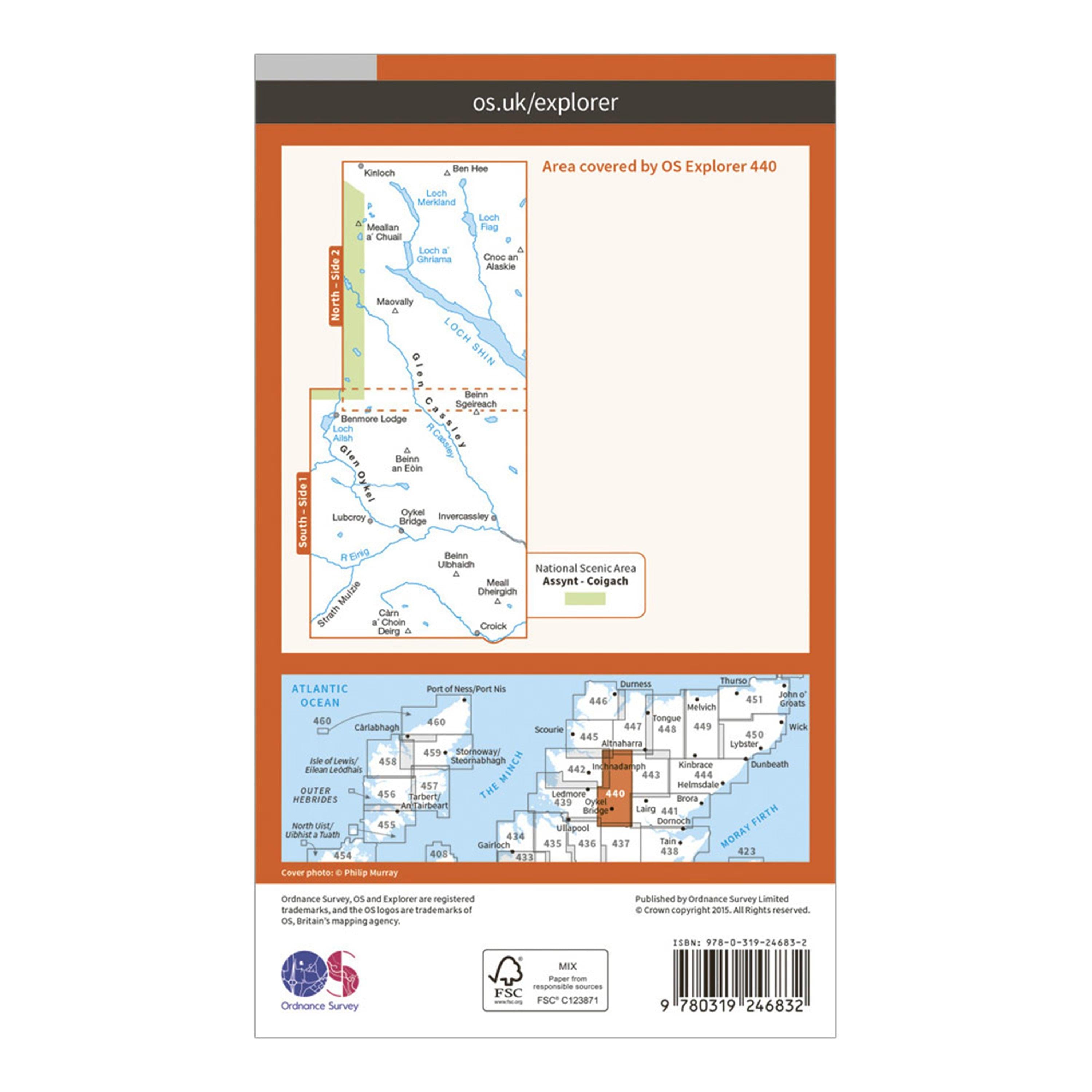 Explorer 440 Glen Cassley & Glen Oykel Map With Digital Version