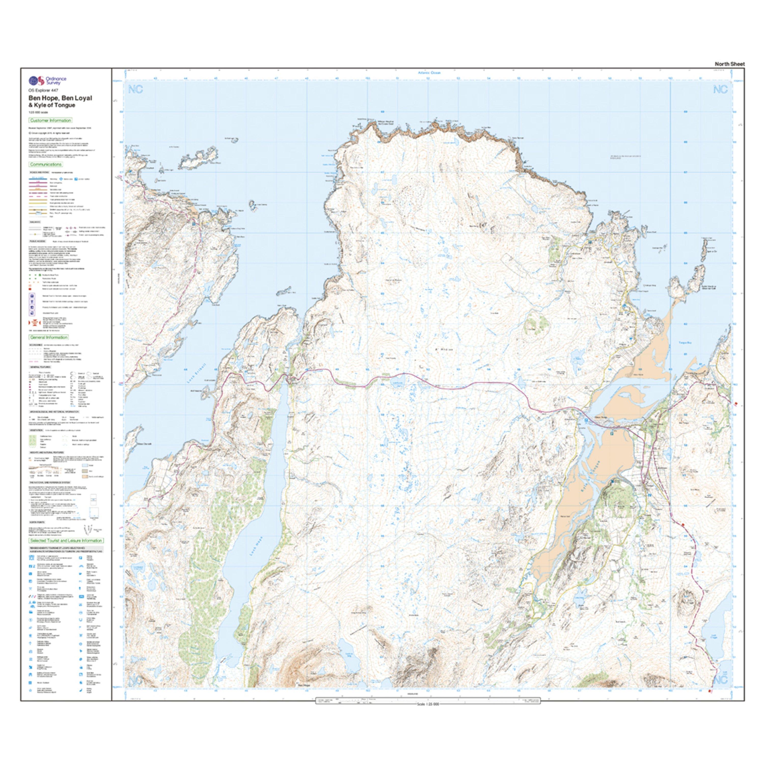 Explorer 447 Ben Hope, Ben Loyal & Kyle of Tongue Map With Digital Version