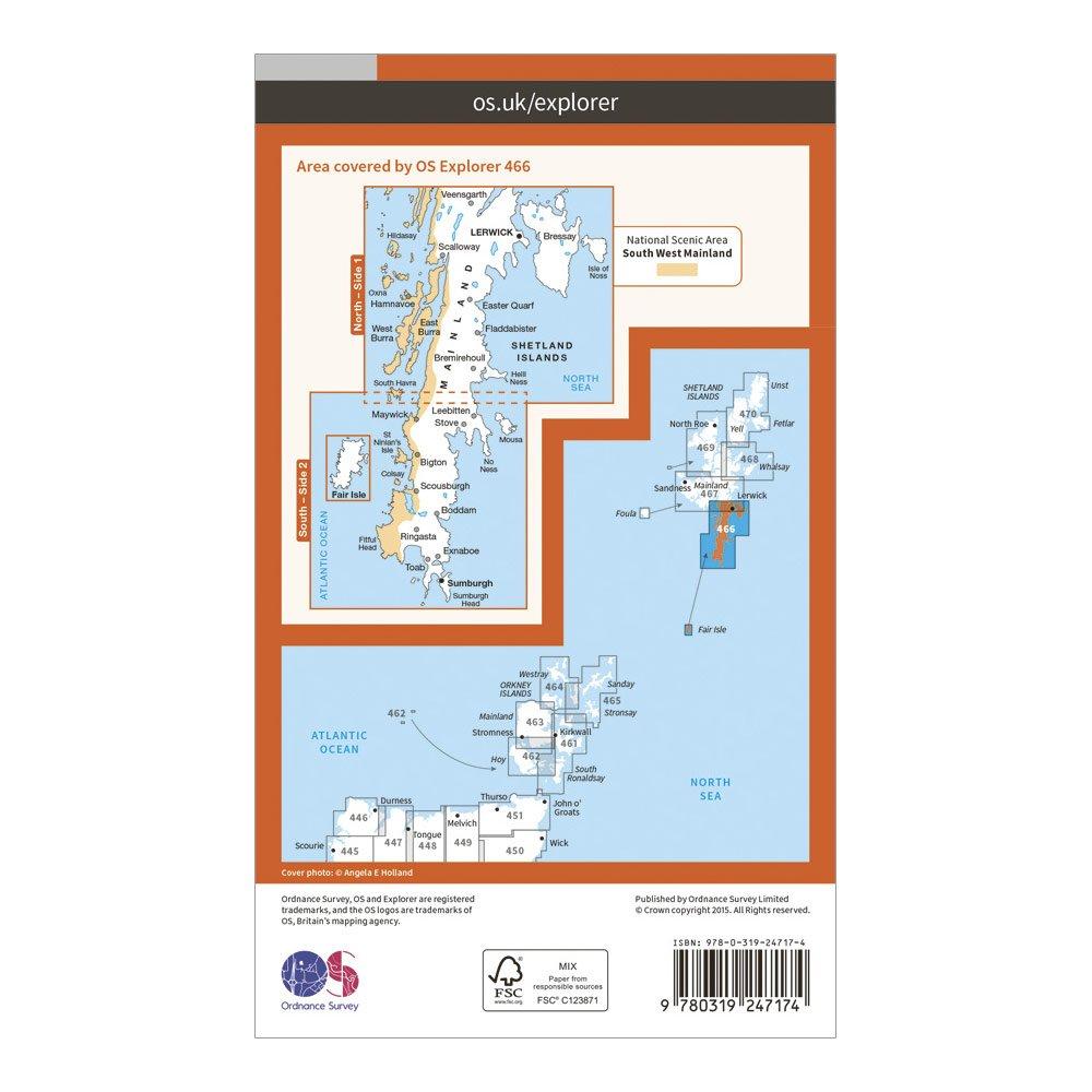 Explorer 466 Shetland – Mainland South Map With Digital Version