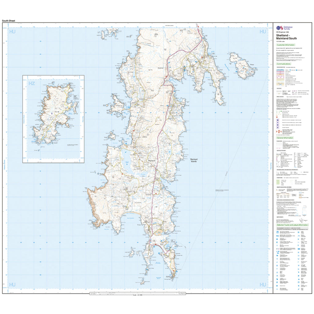 Explorer 466 Shetland – Mainland South Map With Digital Version