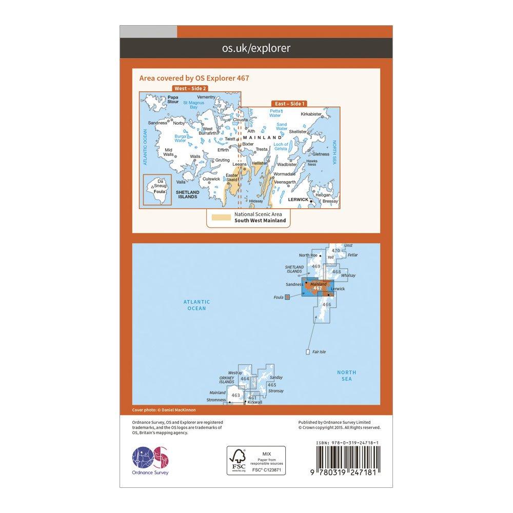Explorer 467 Shetland – Mainland Central Map With Digital Version