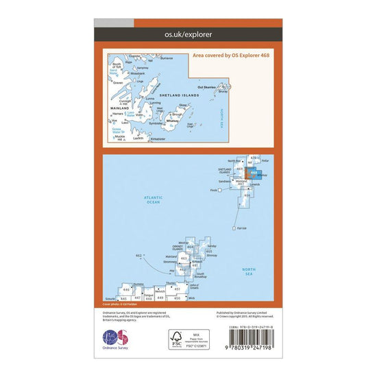 Explorer 468 Shetland – Mainland North East Map With Digital Version