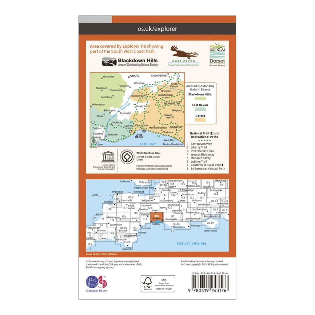Explorer 116 Lyme Regis & Bridport Map With Digital Version