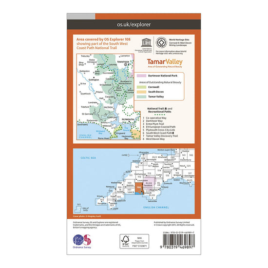 Explorer Active 108 Lower Tamar Valley & Plymouth Map With Digital Version
