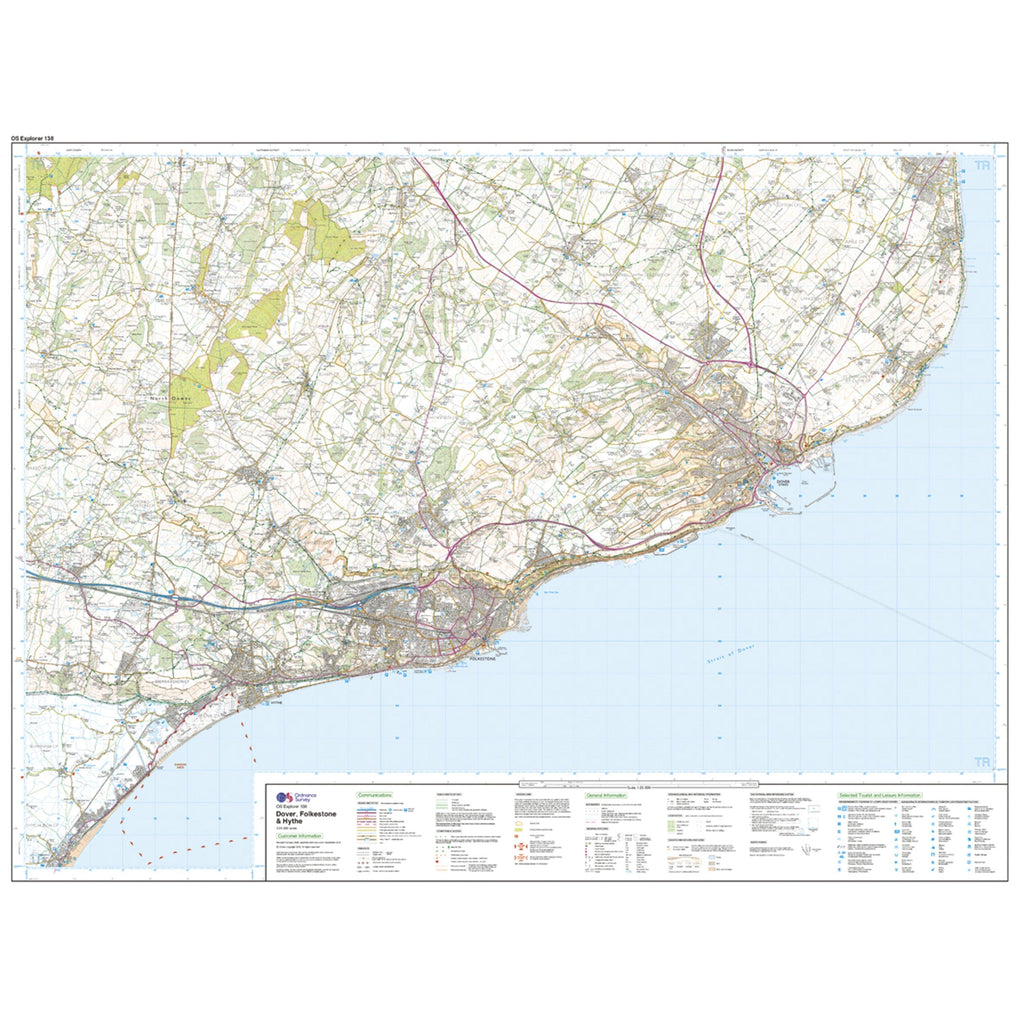 Explorer 138 Dover, Folkestone & Hythe Map With Digital Version
